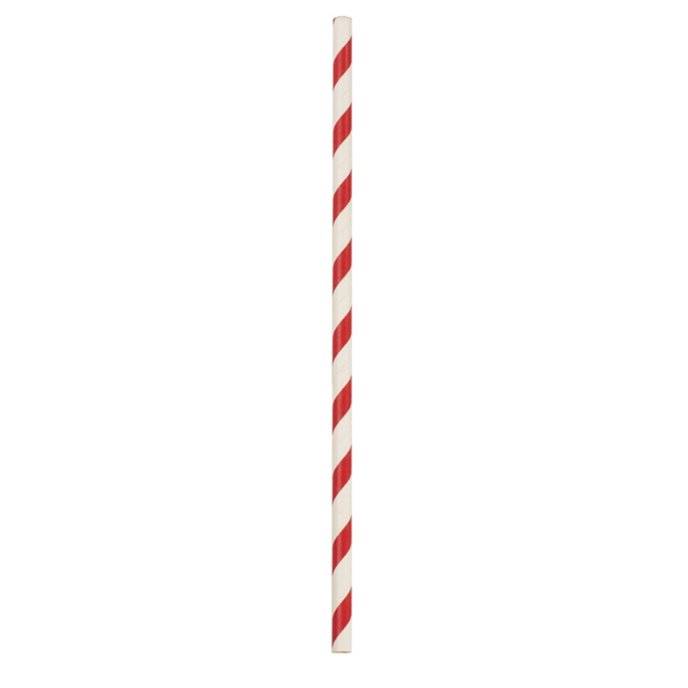 Słomki do picia papierowe, czerwono-białe, 21 cm