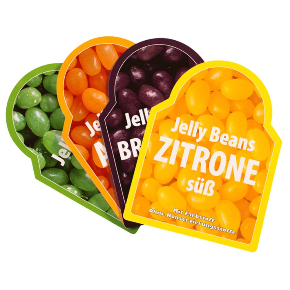 Werbeschilder Jelly Beans, Set für 4 neue Sorten