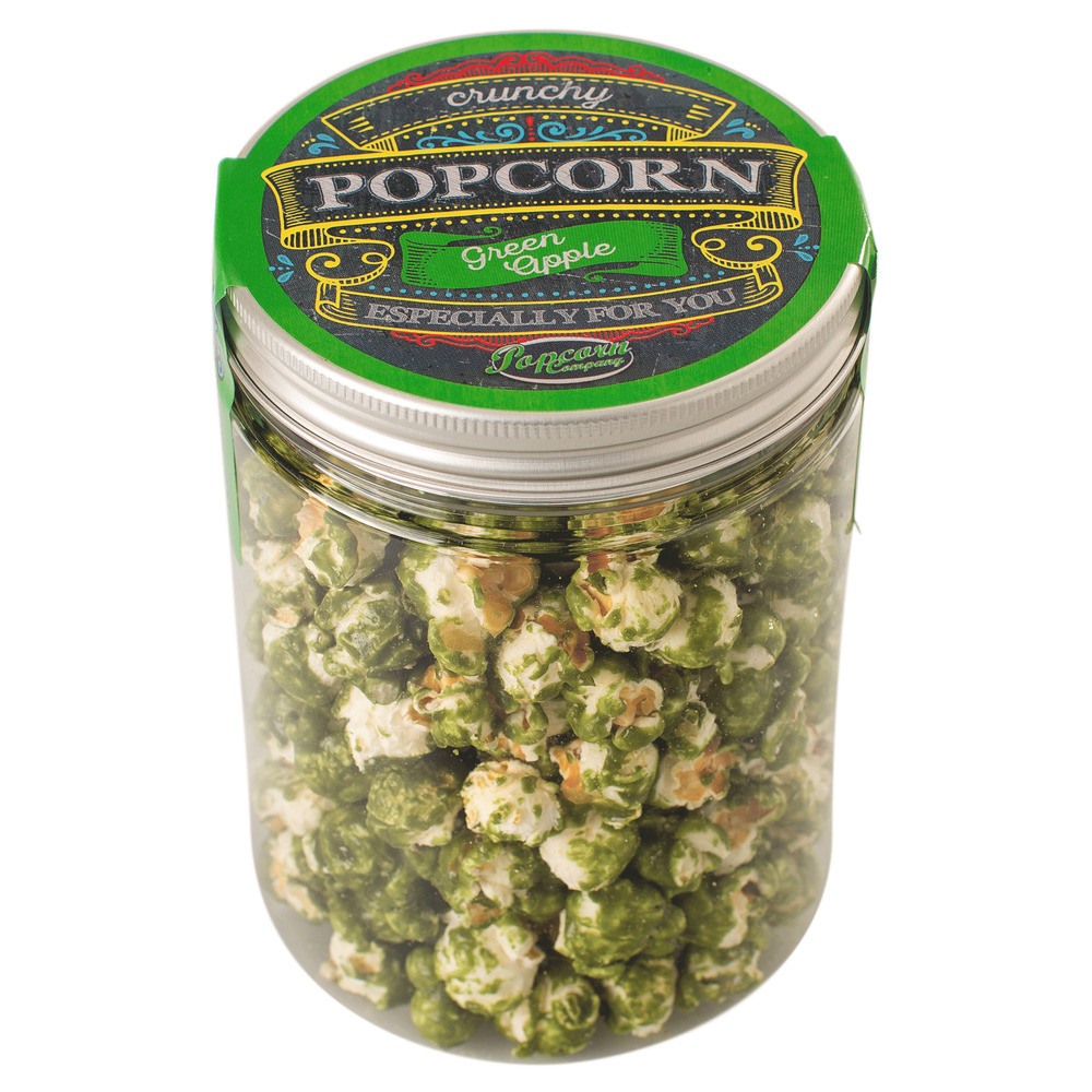 Crunchy Popcorn o smaku zielonego jabłuszka
