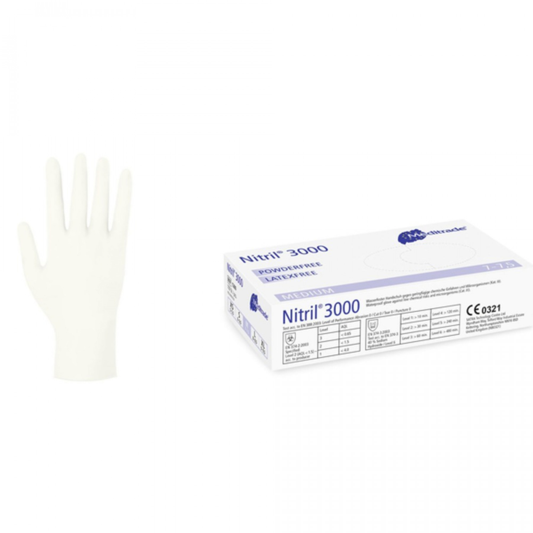 Jednorazowe rękawiczki nitrylowe, białe, rozmiar. M (pudełko)
